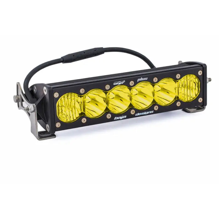 Yellow LED light bulbs on white background, part of Baja Designs OnX6+ Driving/Combo 10in LED Light Bar - Amber.