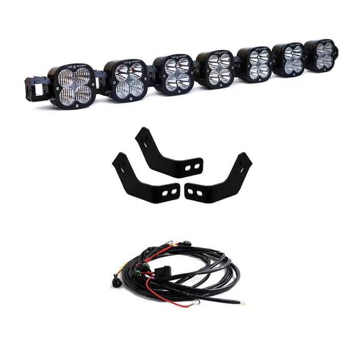 Baja Designs Prinsu Roof Rack 7 XL Linkable Light Kit with pair of LED fog lights.