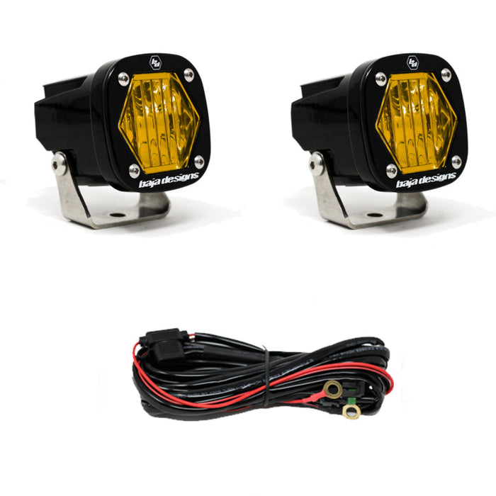 Baja designs s1 amber wide cornering led light pair for motorcycle lights