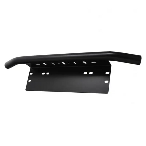 Black metal shelf with holes for Baja Designs Universal Lighting License Plate Mount.