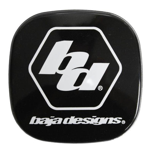 Baja designs xl rock guard black and white logo on plate