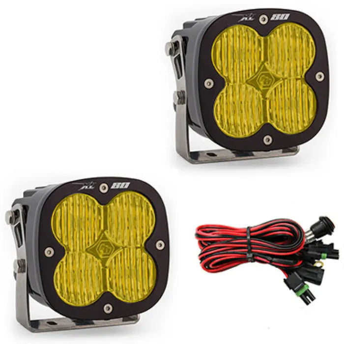 Baja Designs XL80 Series Wide Cornering Pattern LED Light Pods - Amber with yellow work lights