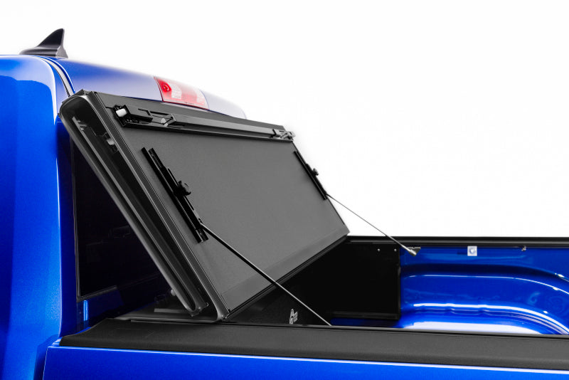 Blue pickup truck with black roof rack - bakflip mx4 matte finish installation instructions