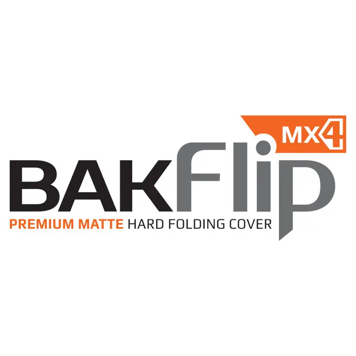 Bakflip mx4 matte finish logo displayed on bak toyota tacoma cover