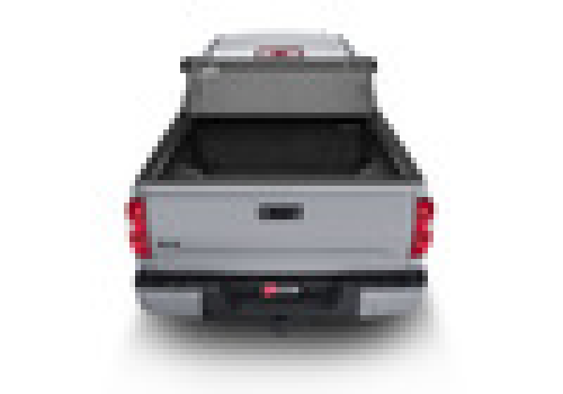 Back end of a grey 2020 ford f-150 with bakflip mx4 matte finish installed