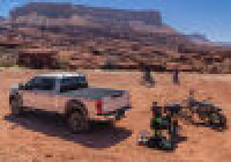 Jeep driving through desert with bak 08-16 ford super duty revolver x4s 8.2ft bed cover