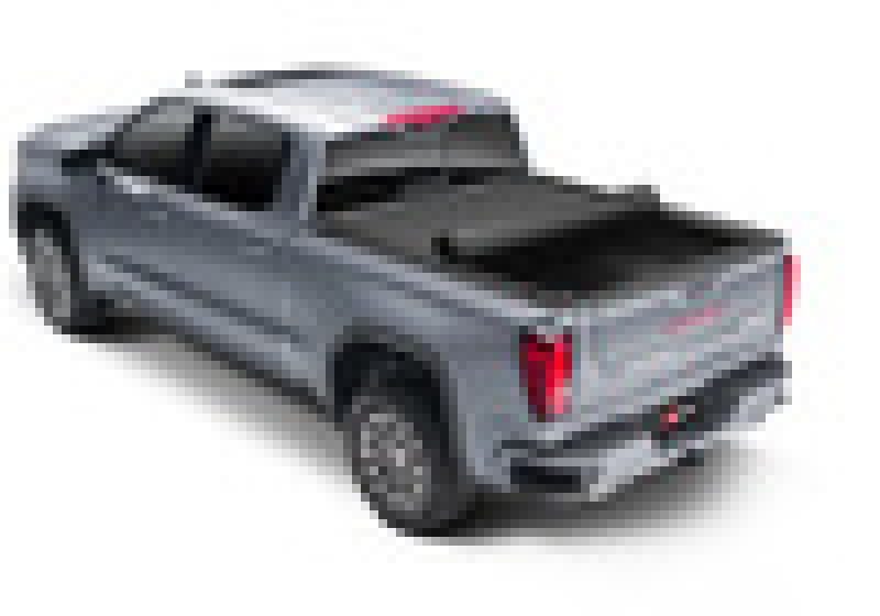 Grey chevy silverado revolver x4s bed cover, rear view