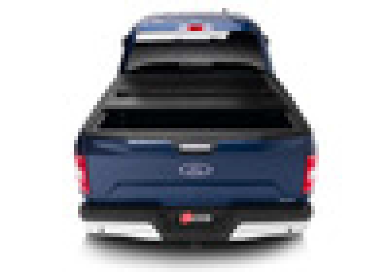 Blue car rear view - bak 15-20 ford f-150 5ft 6in bed bakflip fibermax