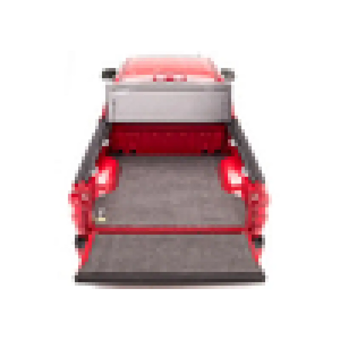 Red car rear view in BAK 16-20 Toyota Tacoma 5ft Bed BAKFlip G2 product.