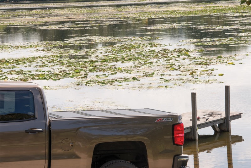 Chevy silverado with bakflip fibermax installed in flooded area