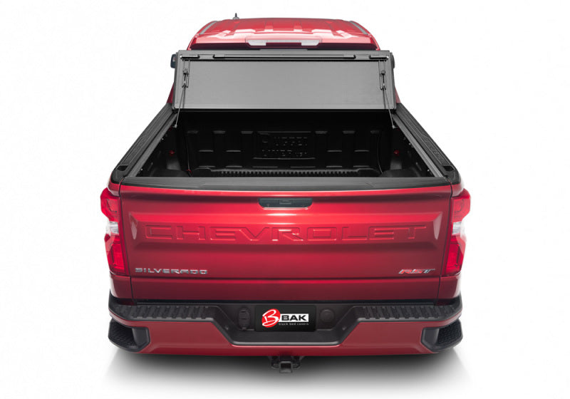 Rear view of 2019 ford ranger on bakflip g2 truck bed cover