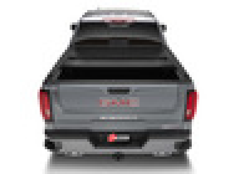 2020 ford escape in grey color viewed from the rear installed on bakflip g2 for chevy silverado 6ft 6in truck bed
