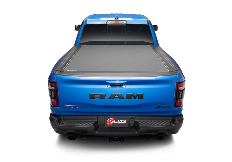 Blue truck bed cover with tail fin - bak revolver x4s for dodge ram 1500