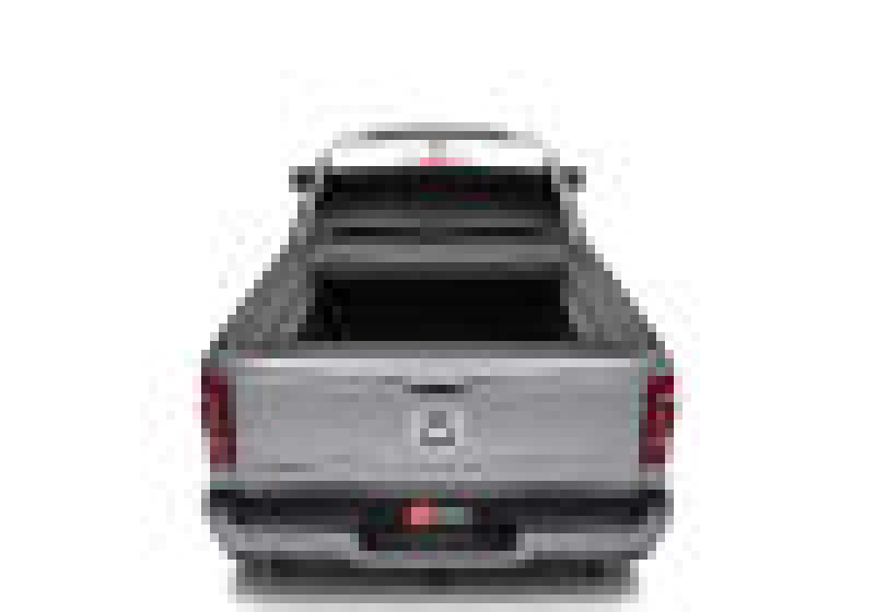 Rear view of bak revolver x4s bed cover for dodge ram with ram box, 5.7ft bed