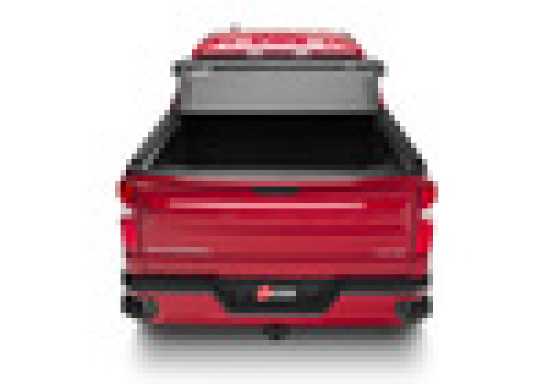 Red car rear view on bak 19-21 gm sierra 1500 with matte finish