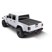 BAK 2020 Jeep Gladiator 5ft Bed BAKFlip MX4 white truck with black top and tires