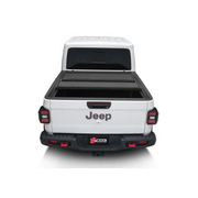 White truck with open bed cover on BAK 2020 Jeep Gladiator 5ft Bed BAKFlip MX4
