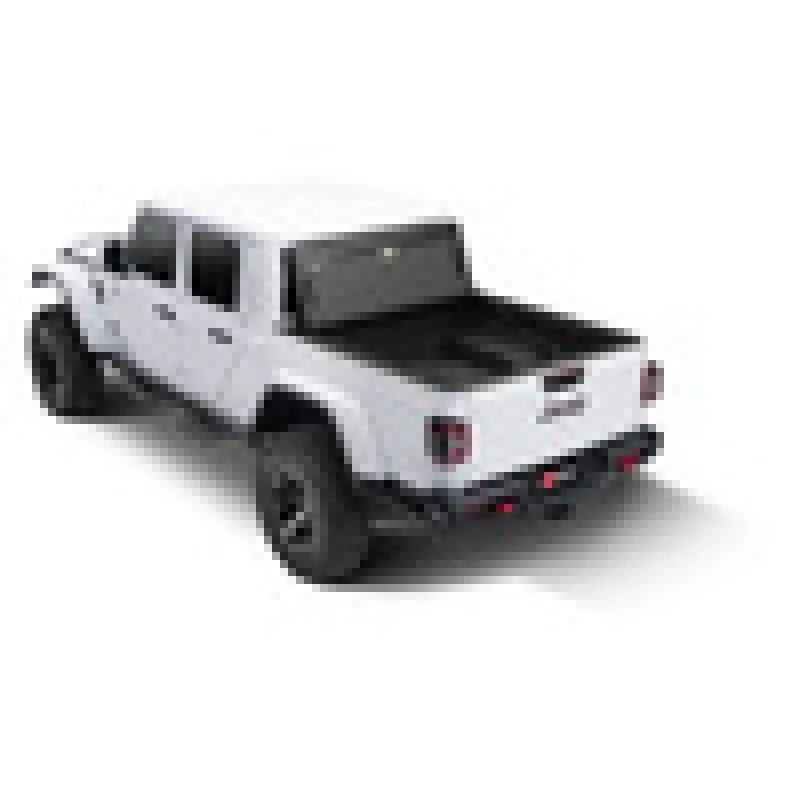 White BAK 2020 Jeep Gladiator with Black Wheels and Bed