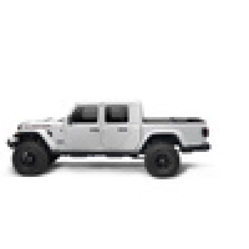 BAK 2020 Jeep Gladiator 5ft Bed BAKFlip MX4 white truck with black wheels and tires