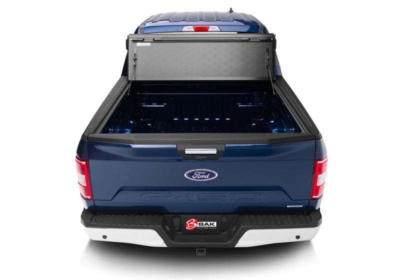 Blue truck with bed cover folded open for 2021+ ford f-150 regular super cab & super crew, g2 model