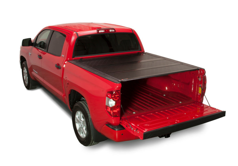 Red truck bed cover for 2022+ toyota tundra with fibermax material