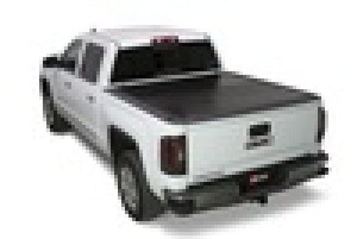 Chevy silverado 8ft bed bakflip g2 truck cover - white with black top and tail