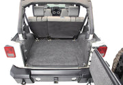 Trunk compartment of jeep wrangler with bedrug cargo kit installed