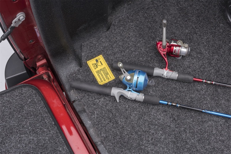 Fishing rods and reel in trunk, compatible with ford f-150 bed mat