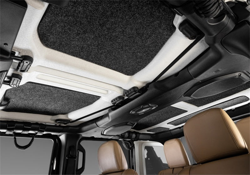 Interior of jeep wrangler jl 2-door with front seats folded