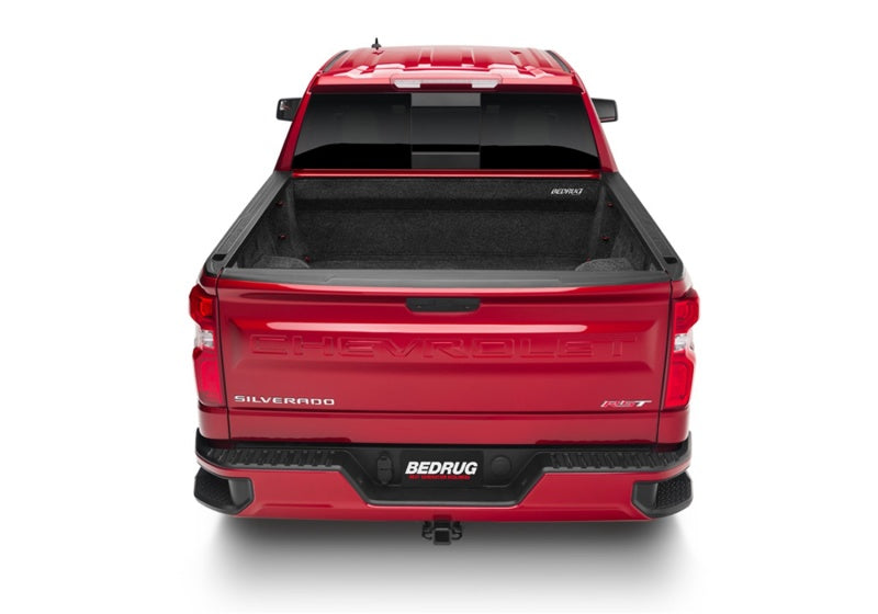 Red 2020 rambo truck rear view with bedrug 20-23 gm silverado/sierra hd 6ft 9in bed w/