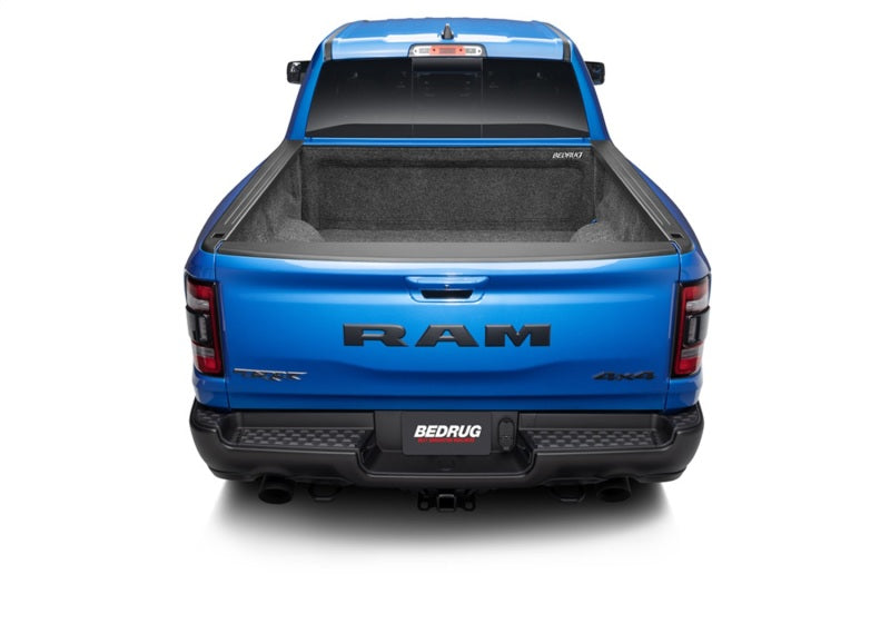 Rear view of 2020 ram truck bedliner from bedrug for dodge ram 5.7ft bed - installation instructions included