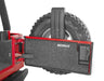 Red jeep wrangler rear cargo kit with open rear door