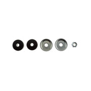 Black and silver metal buttons on bilstein 4600 series shock absorber