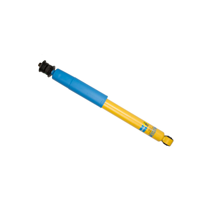 Bilstein 4600 series dodge ram 2500 rear monotube shock absorber in blue and yellow color on white background