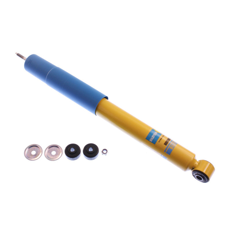 Blue and yellow hydraulic cylinder with screw on bilstein 4600 series shock absorber