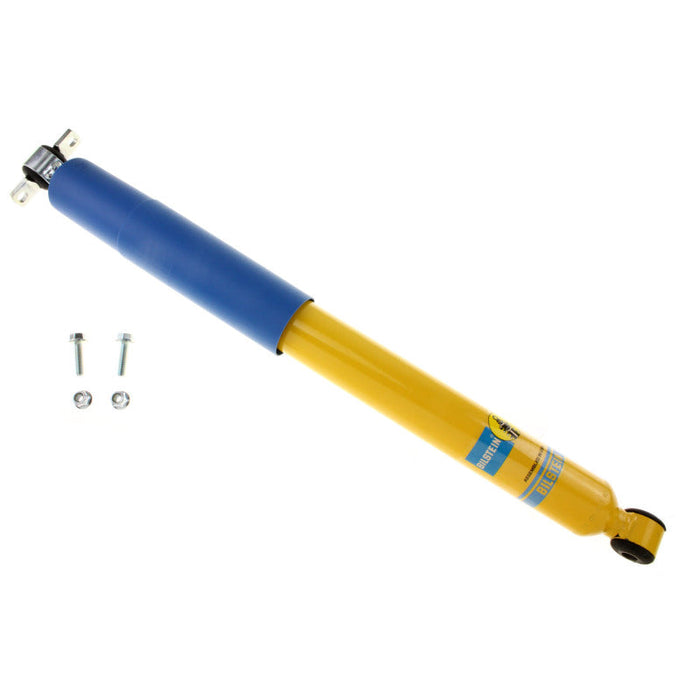 Bilstein 4600 series yellow and blue shock absorber on white background