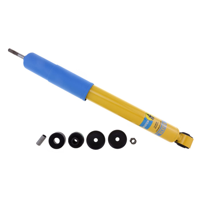 Bilstein 4600 series front shock absorber with yellow, blue, and black rubber