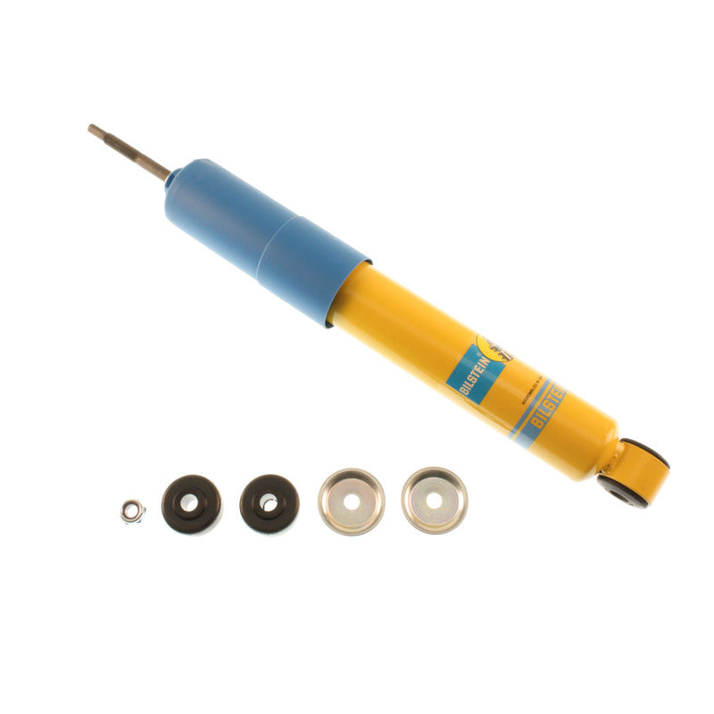 Bilstein 4600 series chevy silverado front shock absorber with yellow and blue hydraulic cylinder