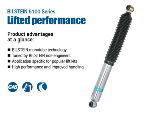 Bilstein 5100 series front 46mm monotube shock absorber with lift performance displayed