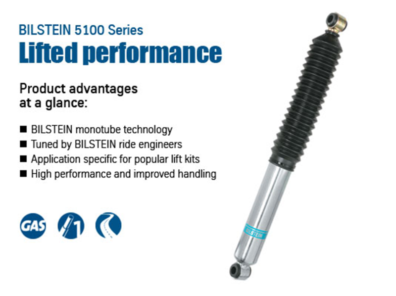 Bilstein 5100 series front shock absorber for ford expedition and lincoln navigator, with ’lift performance’ displayed