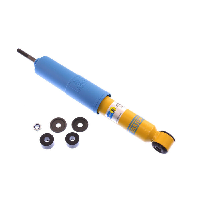 Blue and yellow hydraulic cylinder with black rubber seal on bilstein b6 2003 nissan frontier base front 36mm monotube shock absorber