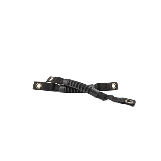Black strap with metal clasp on Body Armor 4x4 Jeep Wrangler JK bolt-on grab handle.