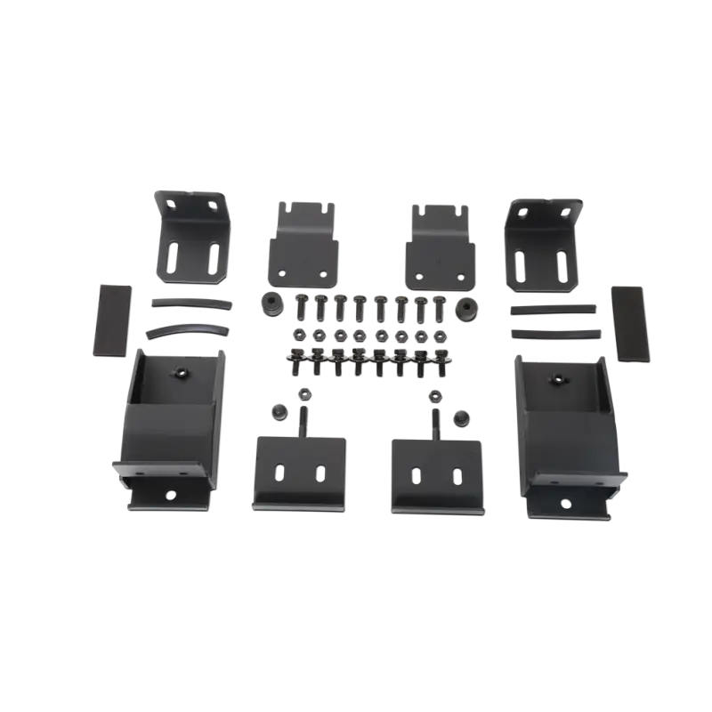 Black plastic brackets for Wrangler JK roof rack mount kit by Body Armor 4x4.