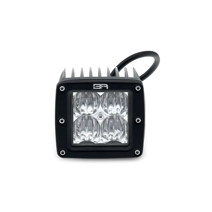Body Armor 4x4 Cube LED Light Spot Pair with Wiring Harness in black housing
