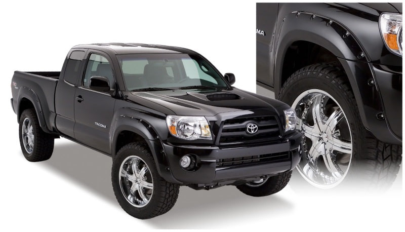 Black toyota tacoma pocket style fender flares on white background