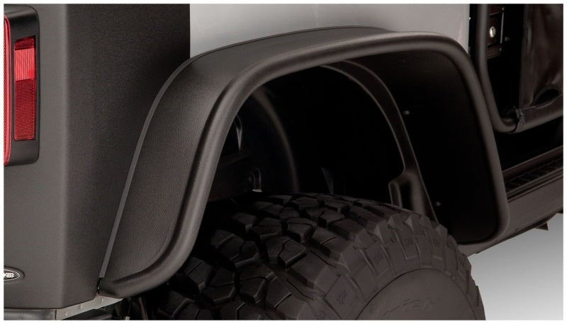 Black truck with red tail light - bushwacker 07-18 jeep wrangler flat style fender flares