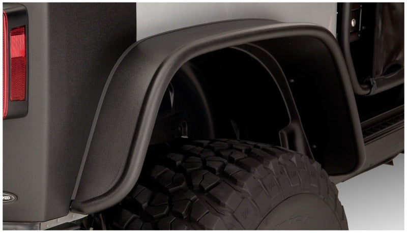 Black truck with red tail light - bushwacker 07-18 jeep wrangler flat style fender flares