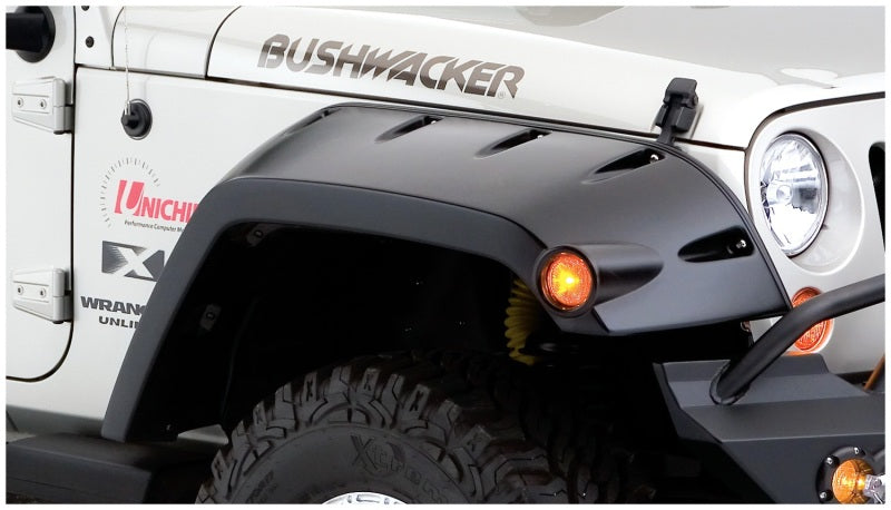 White jeep wrangler with pocket style fender flares - bushwacker product