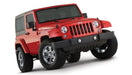 Red jeep wrangler with black bumper pocket style fender flares - bushwacker 2pc