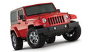 Red and black jeep wrangler fender flares in bushwacker pocket style 2pc - black